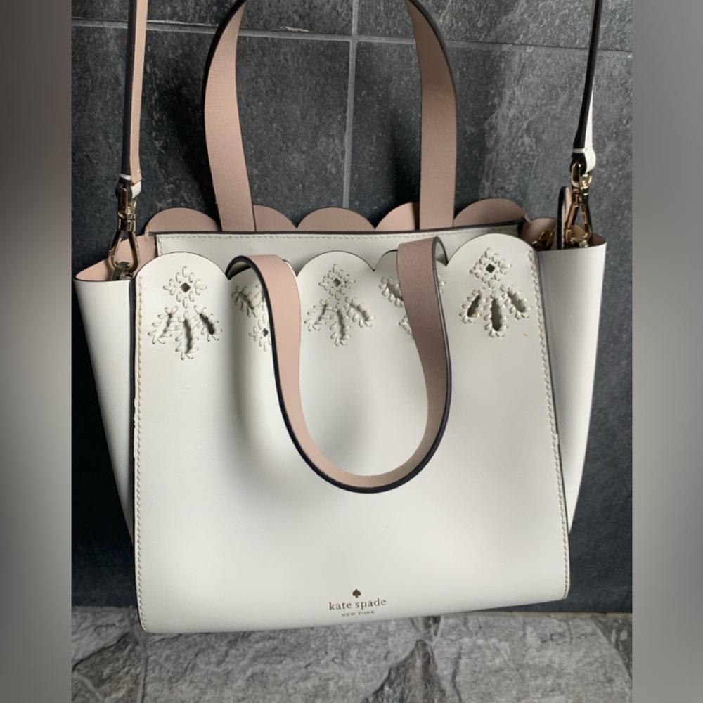 KATE SPADE White Eyelet MAGNOLIA Purse Tote MINA